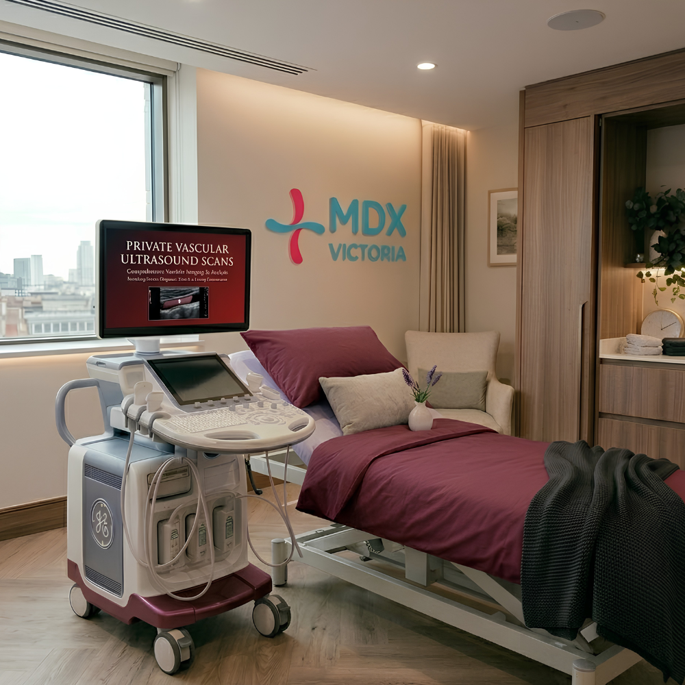High-Resolution Vascular Medical Ultrasound Screen and Doppler Diagnostic Setup